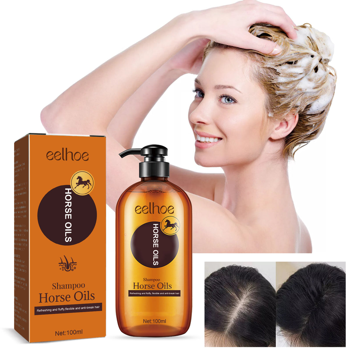 Horse Oil Shampoo Deep Cleaning Scalp Dandruff Control Oil Control Fluffy Hair Moisturizing Hair Care - V.I.P Digital Presence