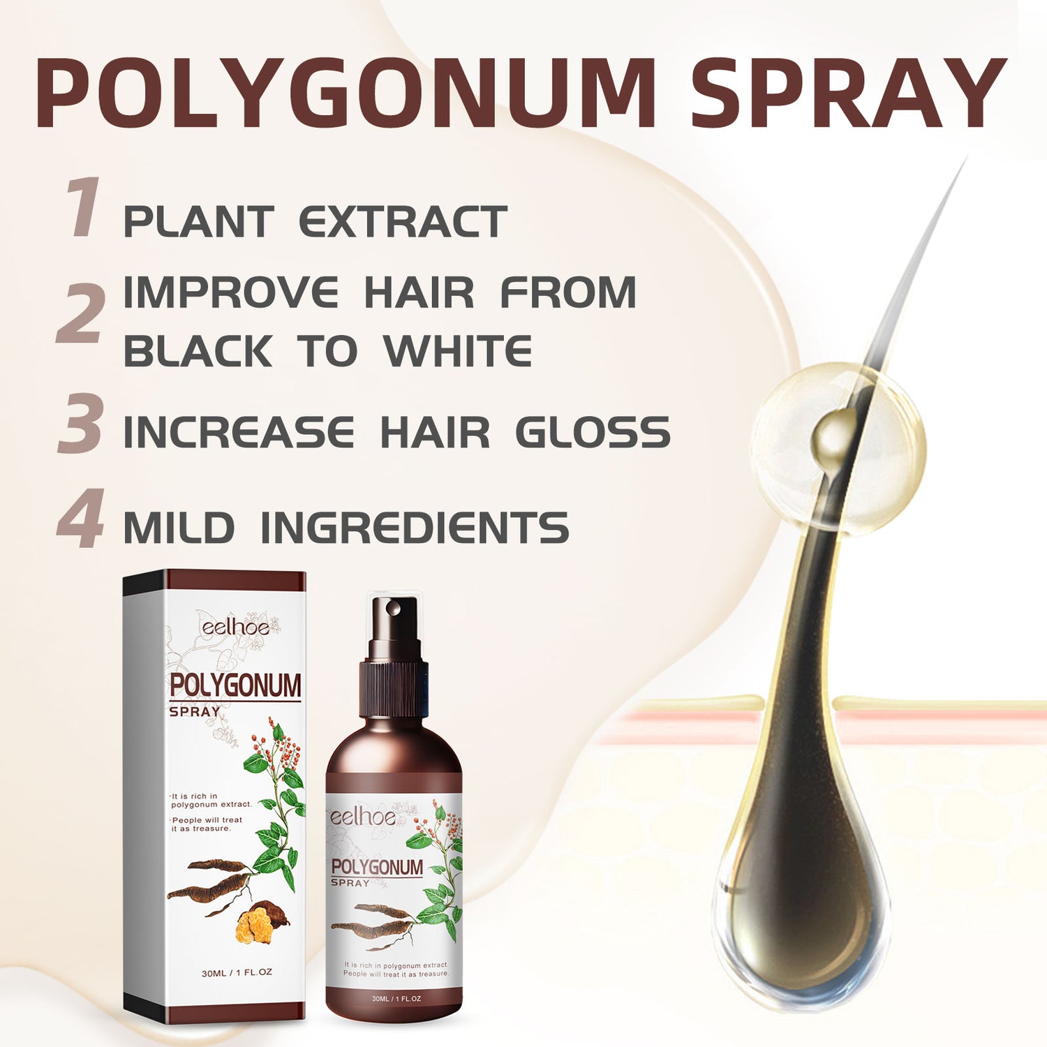 Polygonum Spray, Moisturizing Hair Smooth Shine Thick Solid Hair Black Hair Conditioning Spray - V.I.P Digital Presence