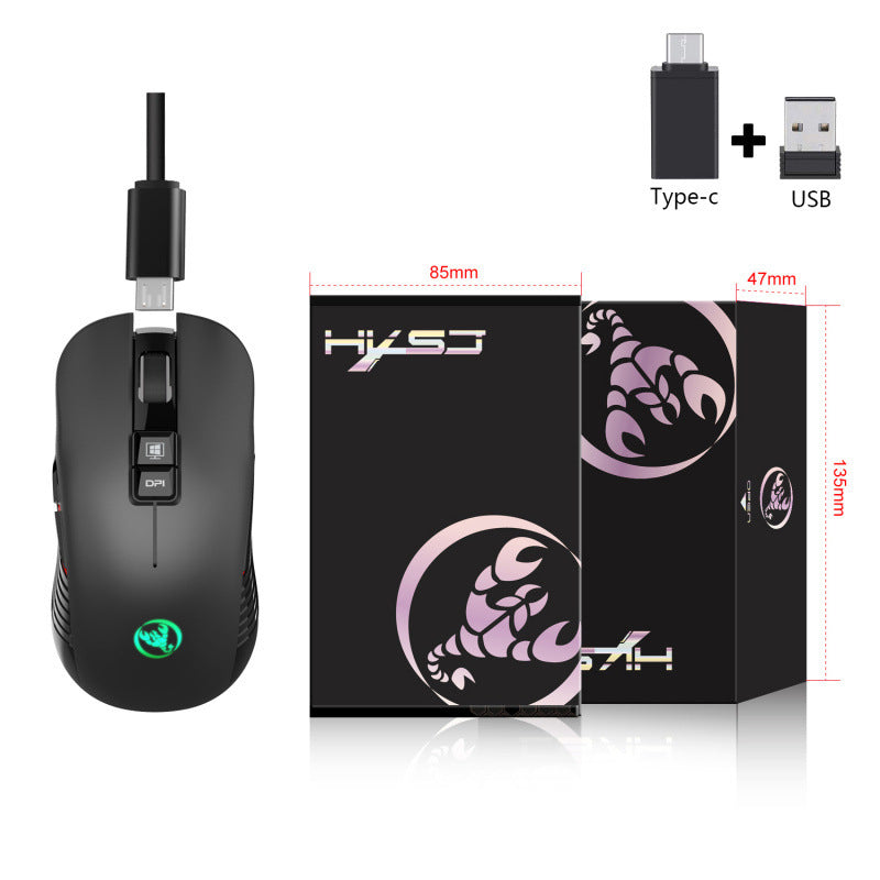New Rechargeable Wireless Mouse 3600dpi Adjustable Colorful Luminous Gaming Mouse 7D Can Turn Off Lights - V.I.P Digital Presence