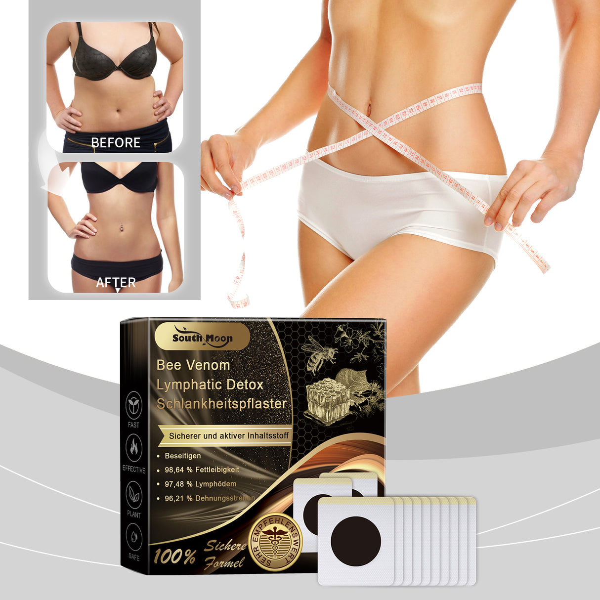 Bee Venom Lymphatic Detox Schlankheitspflaste, Bee Venom Lymphatic Detox Slimming Patch Shaping Slimming Increase Vitality Digestion Health Detumescence Slimming Body Shaping - V.I.P Digital Presence