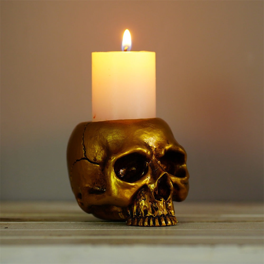 Small Golden Skull Decoration Desktop Small Storage succulent basin tabletop candle holder - V.I.P Digital Presence