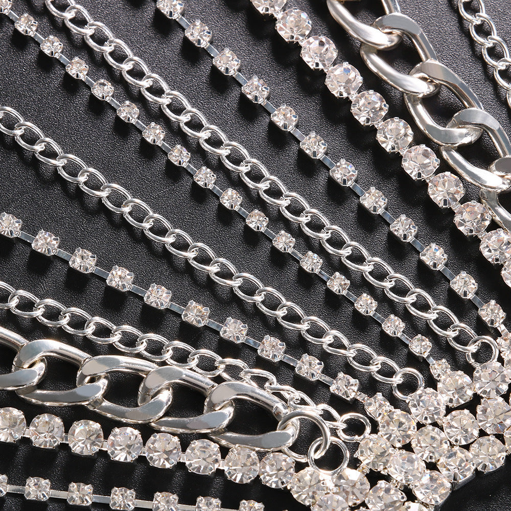 European and American style tassel hair chain punk style metal chain rhinestone hair accessory exaggerated headband hair chain - V.I.P Digital Presence