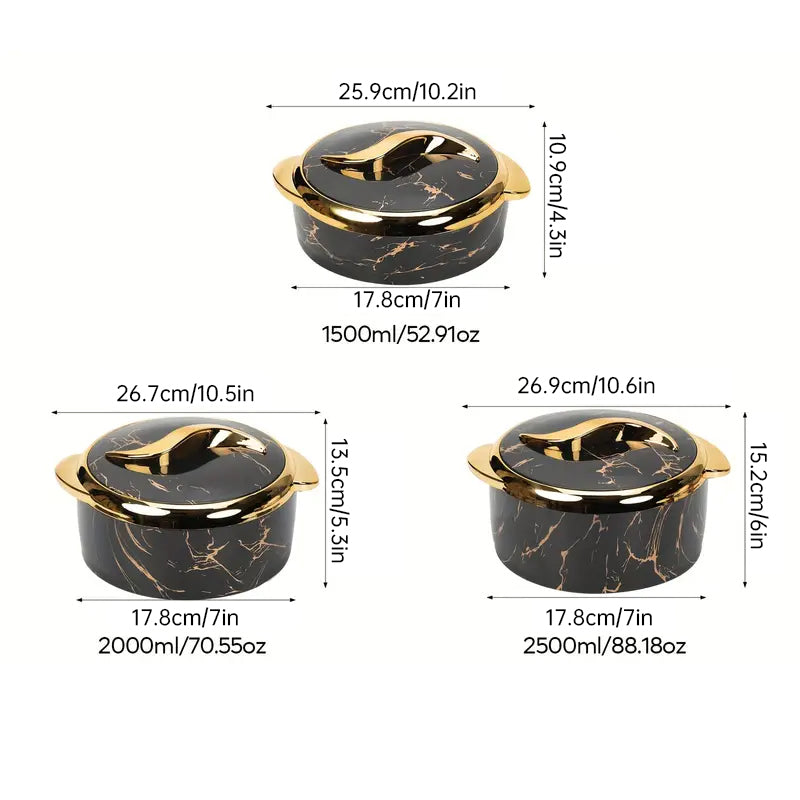 3-Piece Insulated Food Container Set (1.5L, 2L, 2.5L) - Ideal for Ramadan Celebrations, Weddings, Family Gatherings & More - V.I.P Digital Presence