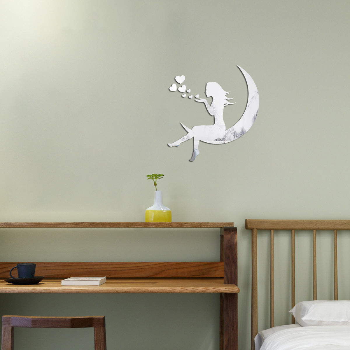 Moon Girl Mirror Sticker 1mm Acrylic 3D Wall Decal for Room and Bedroom Decorations - V.I.P Digital Presence