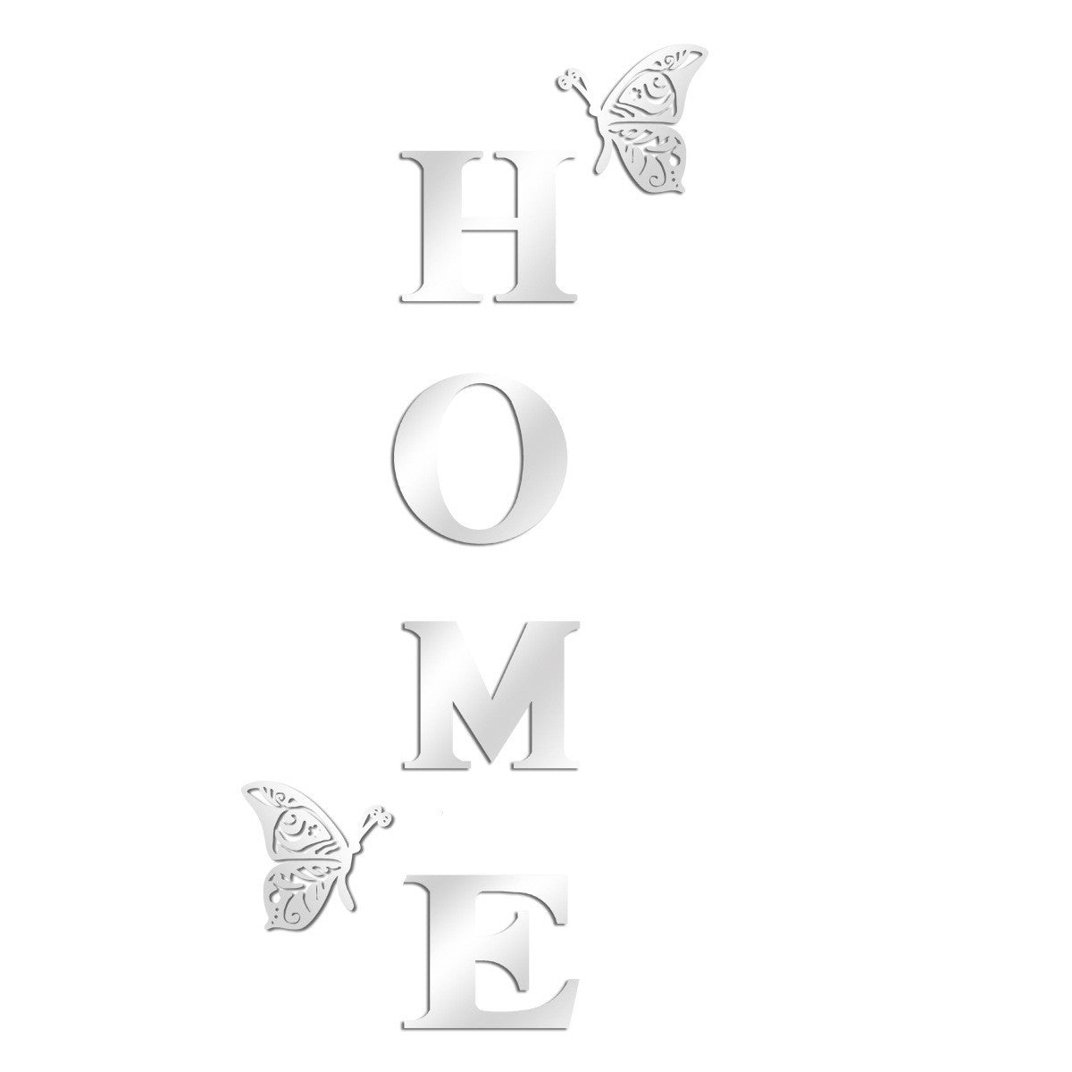 Two butterflies HOME letter mirror decoration 1mm thick acrylic wall sticker living room entrance sticker - V.I.P Digital Presence
