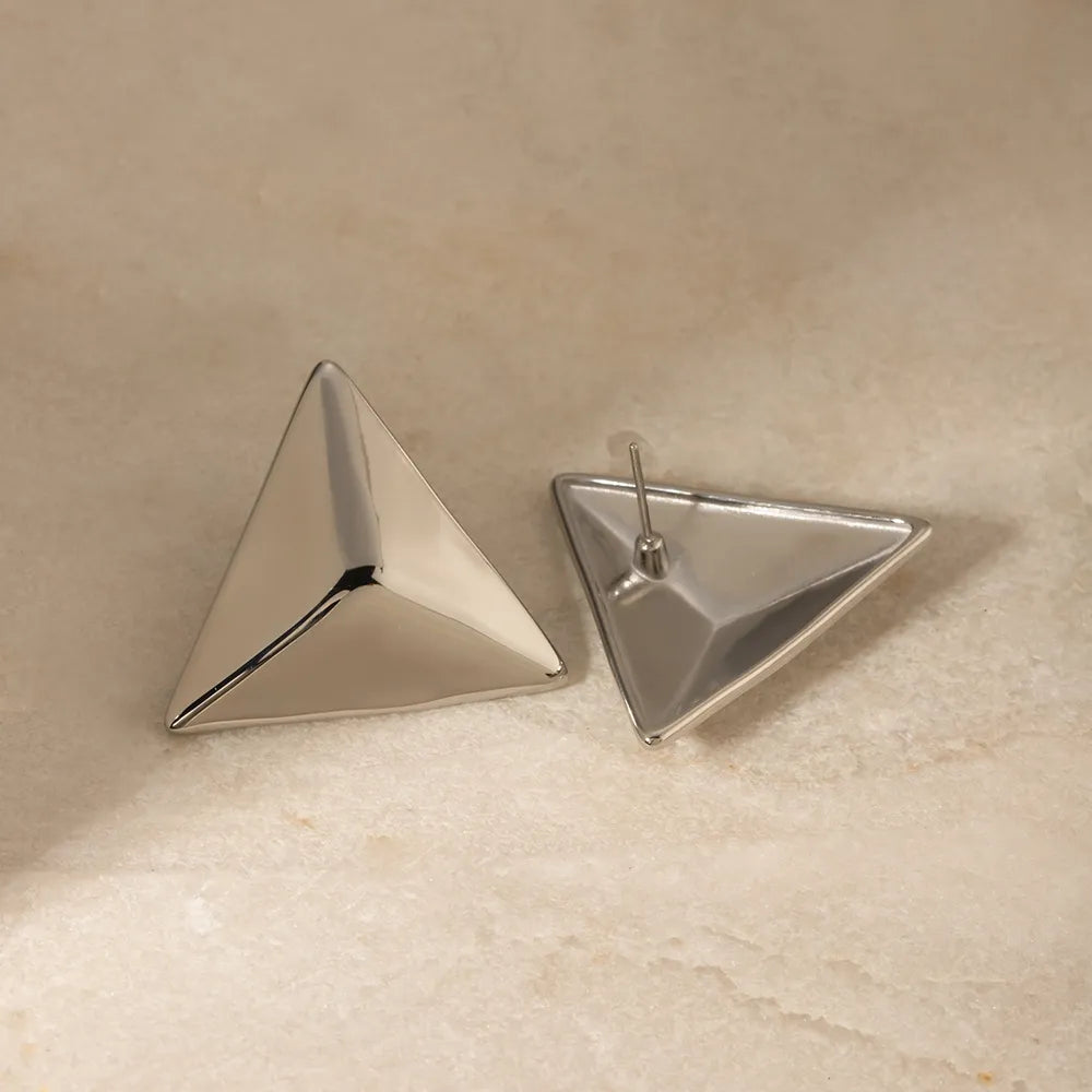 Stainless Steel 3D Triangle Earrings - V.I.P Digital Presence
