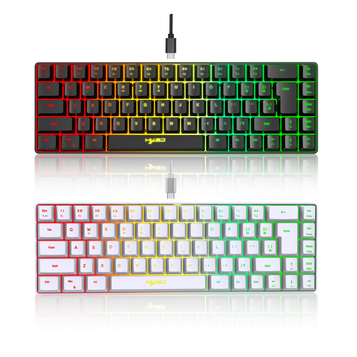 60% Mini 68 Key Mechanical Texture Film Gaming Keyboard ABS Material RGB Backlit Mini Portable Keyboard - V.I.P Digital Presence