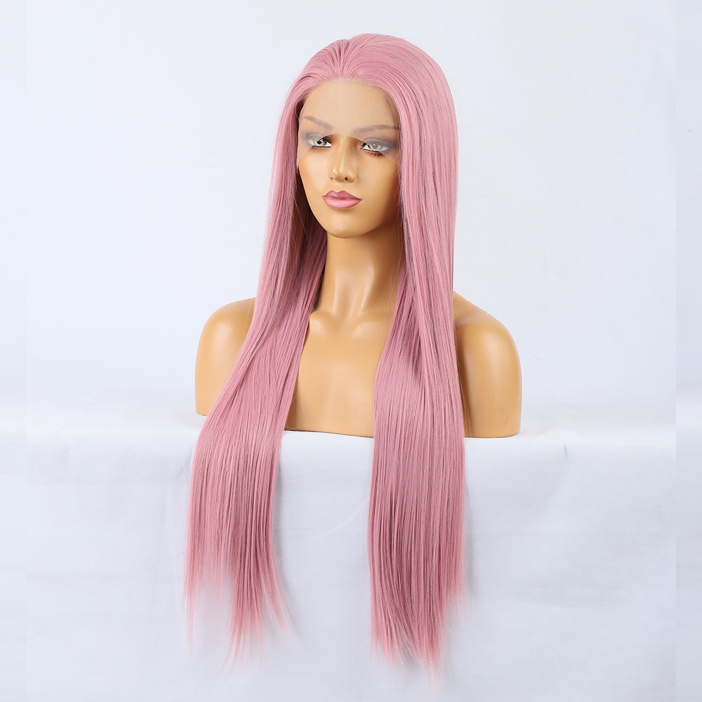 Synthetic Lace Wig Deep Part Long Straight Wig Ombre Pink Cosplay Wigs Synthetic Lace Wigs For Women - V.I.P Digital Presence