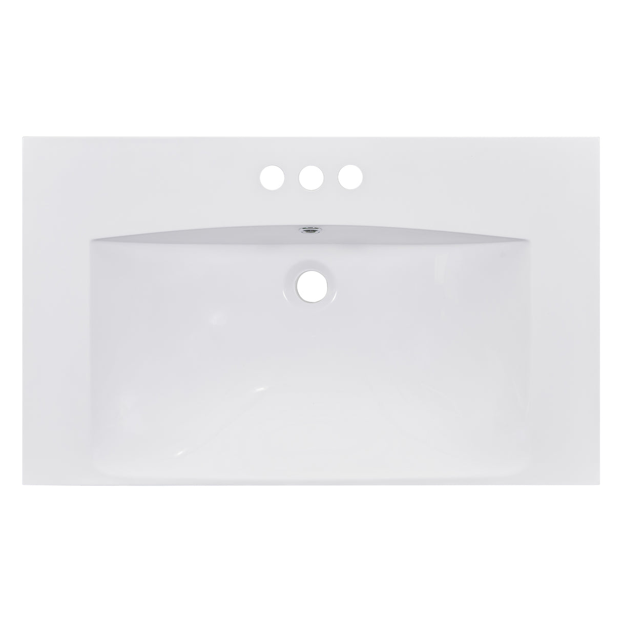 30" Single Bathroom Basin Sink, Vanity Top Only, 3-Faucet Holes, Resin - V.I.P Digital Presence