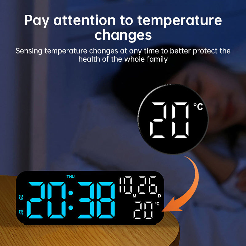 Digital Alarm Clock with Temp, Date, Week. Night Mode. Voice - controlled. 12/24H LED - V.I.P Digital Presence
