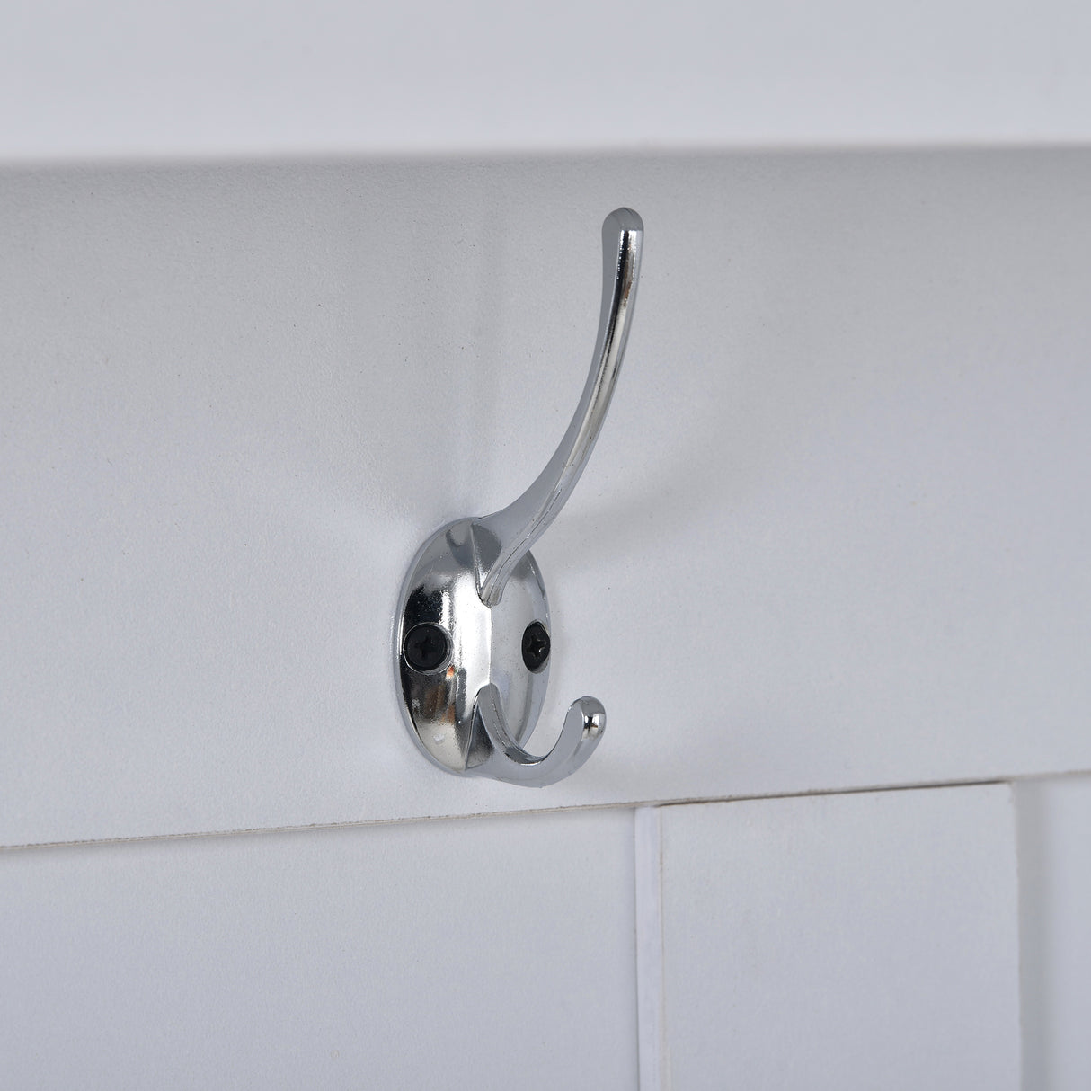 U-Can Hall Tree with 6 Hooks Coat Hanger Entryway Bench Storage Bench (White)