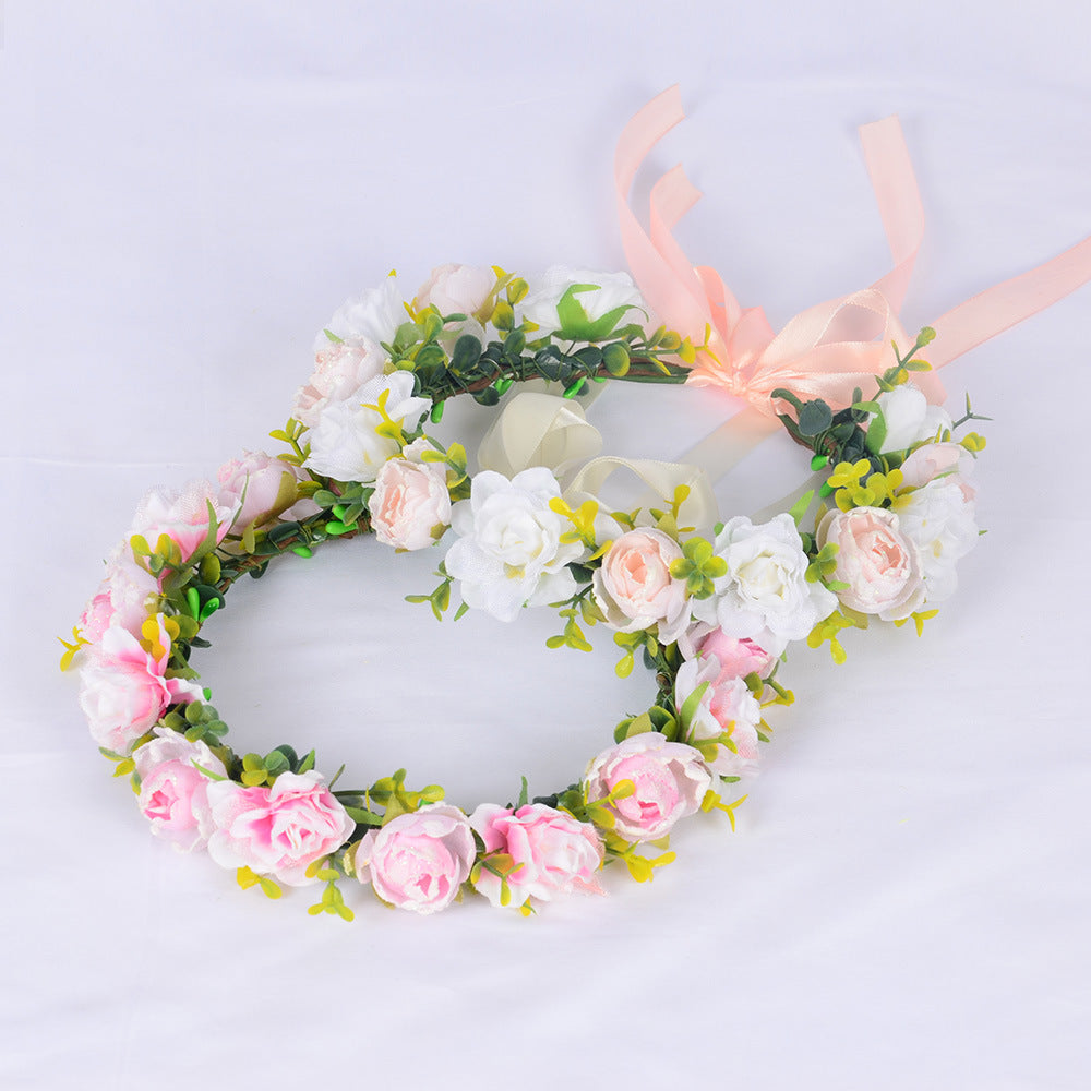 Flower garland super fairy bridal headpiece handmade simulation flower fairy headpiece wedding photography hair accessory - V.I.P Digital Presence
