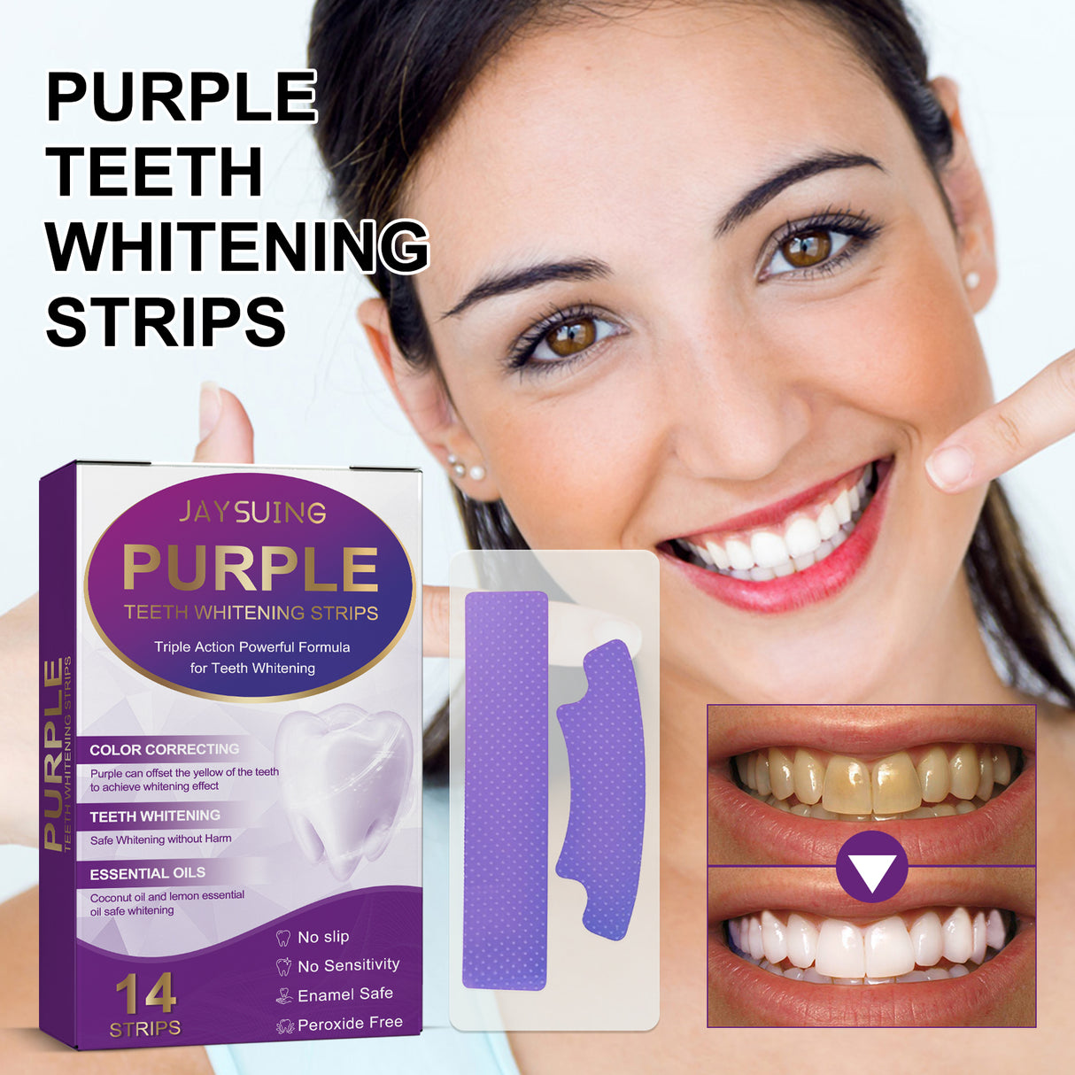 Purple Bright White Dental Stickers, Yellow Stain Removal Deep Cleaning Care For Oral Health Care Dental Stickers - V.I.P Digital Presence