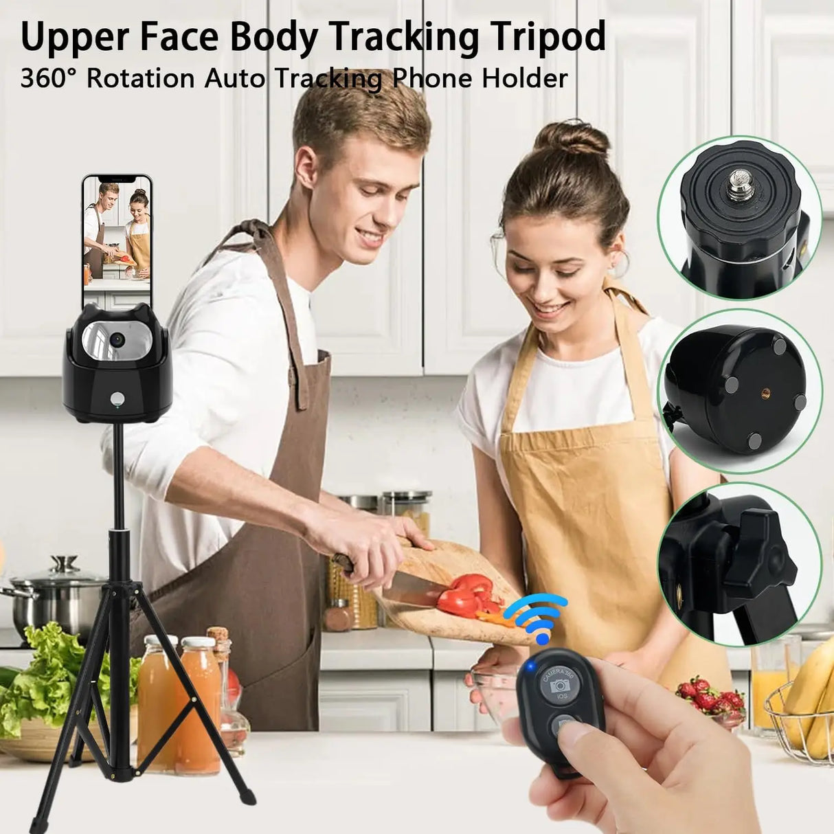 360° Rotation Automatic Face Tracking Gimbal Mobile Phone Holder APP-Free AI Face Recognition Phone Tripod for Live Vlog Video - V.I.P Digital Presence