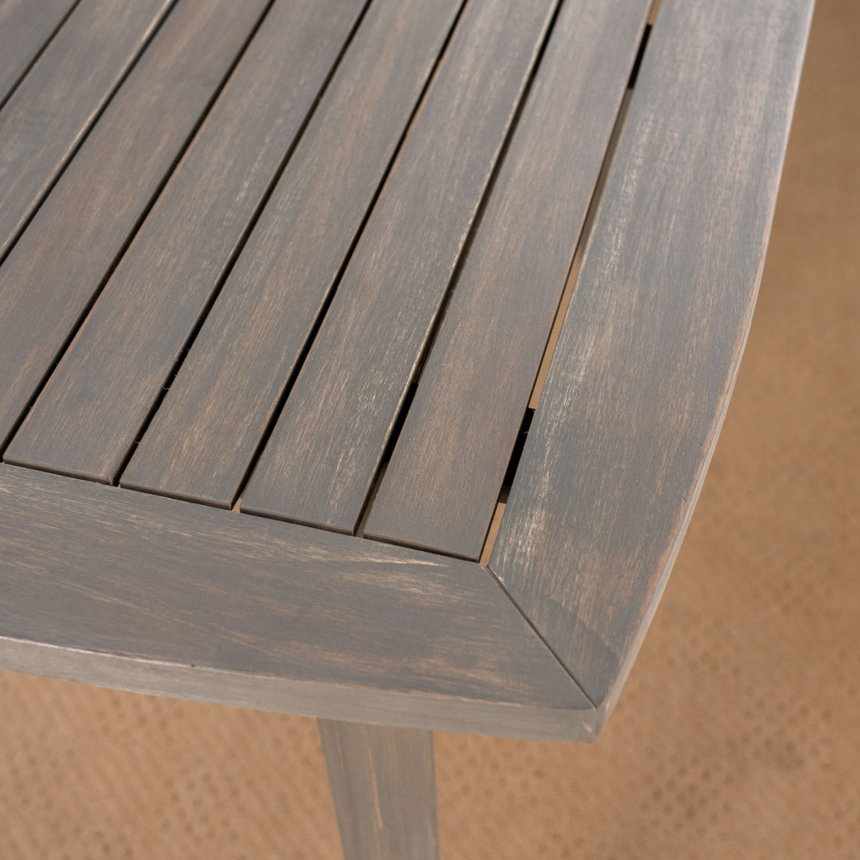 Outdoor Square Acacia Wood Table with Straight Legs, Gray - V.I.P Digital Presence