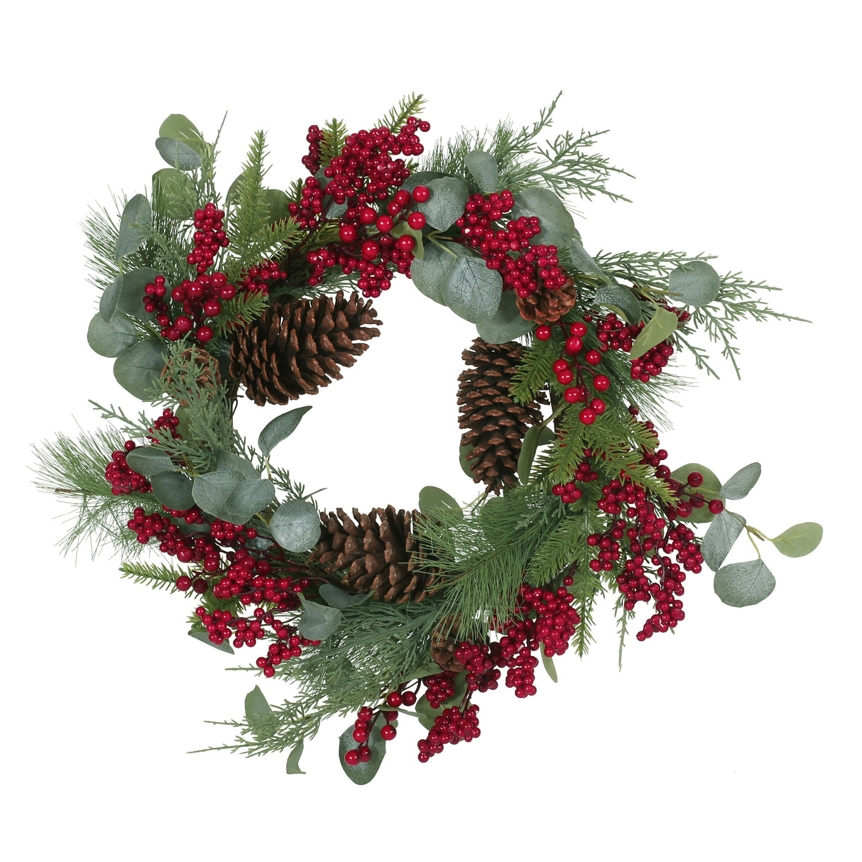 22" BERRY/EUCALYPTUS/PINECONE WREATH - V.I.P Digital Presence