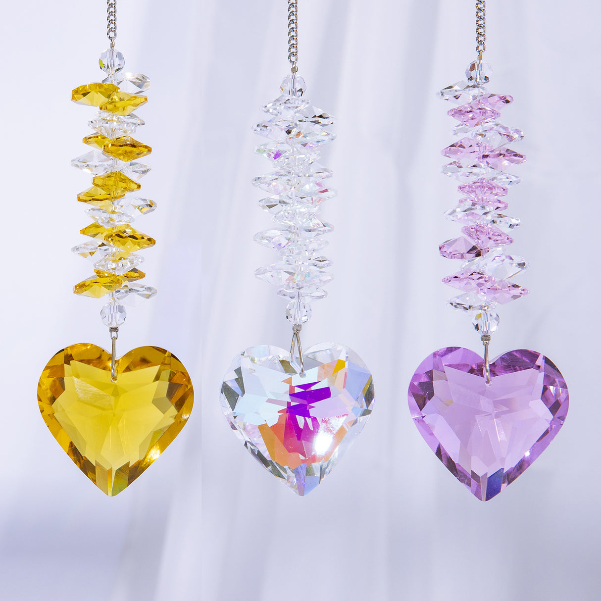 Crystal sun catcher pendant wholesale peach heart love prism living room garden decoration hanging sunshine - V.I.P Digital Presence