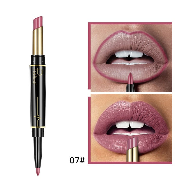 Matte Lipstick Wateproof Double Ended Long Lasting Lipsticks Brand Lip Makeup Cosmetics Nude Dark Red Lips Liner Pencil - V.I.P Digital Presence