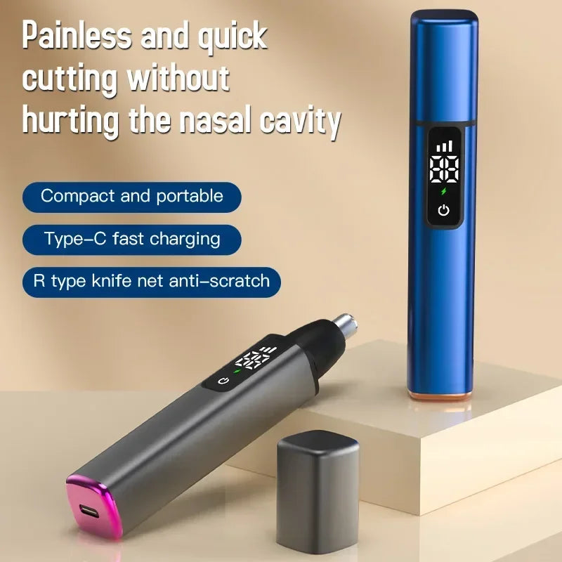 Portable LED Display Nose Hair Remover Electric Nose Hair Trimmer USB Charging Safety Face Hair Cleaning Care Kit - V.I.P Digital Presence