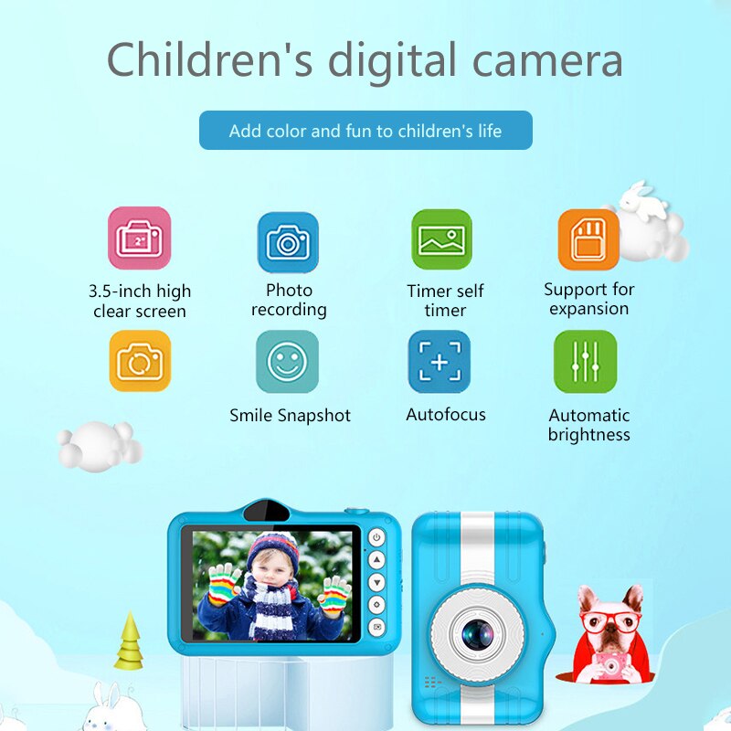Child Camera Digital Camera 3.5 inch Cute Cartoon Camera Toys Children Birthday Gift 12MP 1080P Photo Video Camera For Kids - V.I.P Digital Presence