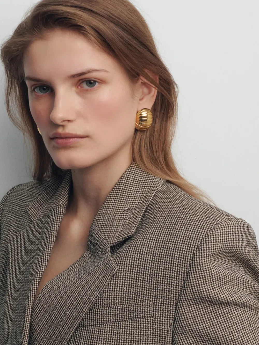 18K Gold-Plated Stainless Steel Ribbed Earrings - V.I.P Digital Presence