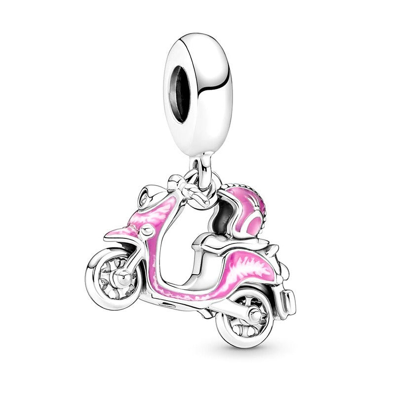 S925 sterling silver eternal confession double surround heart small motorcycle DIY accessories - V.I.P Digital Presence