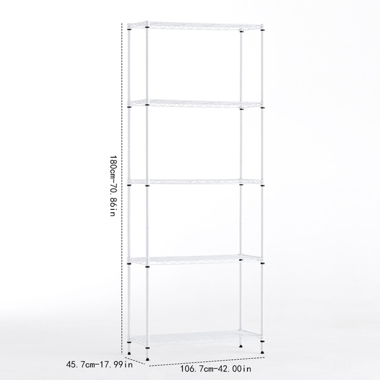 Wire frame metal storage rack adjustable rack, vertical storage rack unit (white, 42L x 18W x 71H) - V.I.P Digital Presence