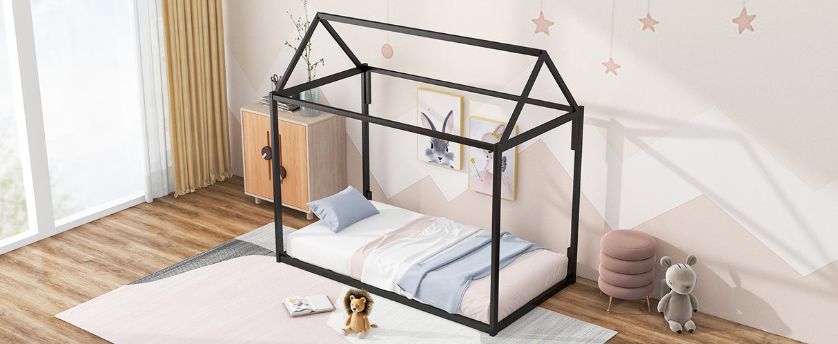 Metal House Shape Platform Bed twin