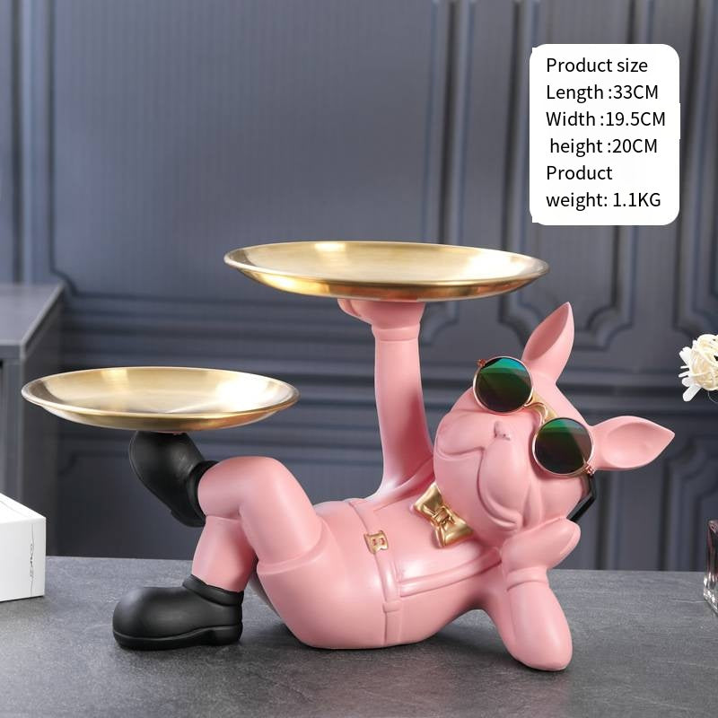 Creative Wealth Dog Ornament Entrance Key Storage Tray Desktop Candy Plate Home Decoration - V.I.P Digital Presence