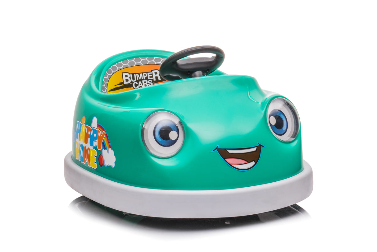 Bumper Car for Kids, 12v Dual Drive 1-6 Years Old Children's Electric Car with Pushrod Dinner Plate Music Rocking Horse