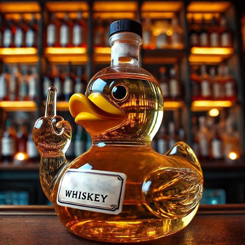 10 Oz Middle Finger Duck Bottle - Funny Whiskey Duck Decanter. Great Prank Decoration for Bar, Office or Home - V.I.P Digital Presence