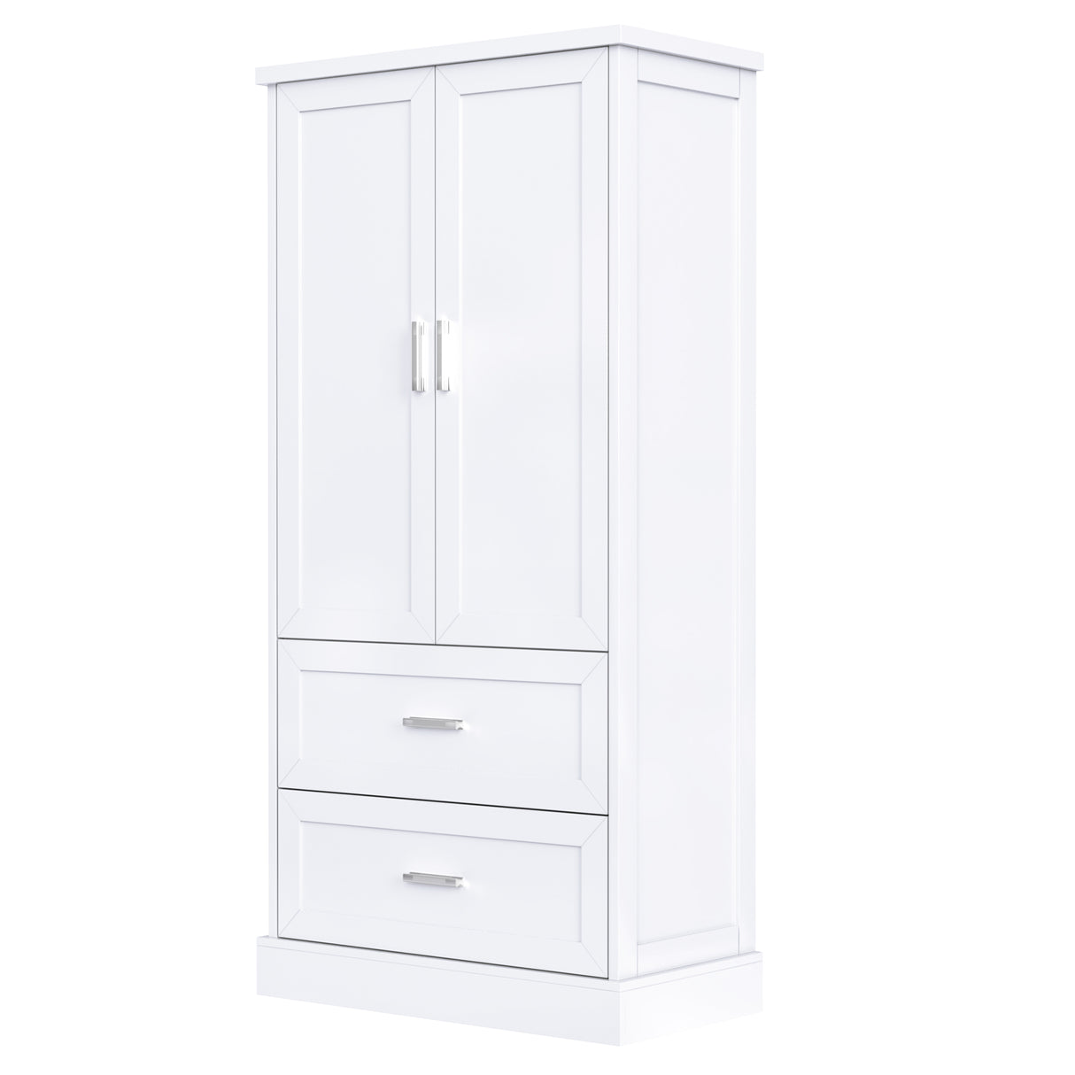 Tall Bathroom Storage Cabinet, Cabinet with Two Doors and Drawers, Adjustable Shelf, MDF Board, White - V.I.P Digital Presence