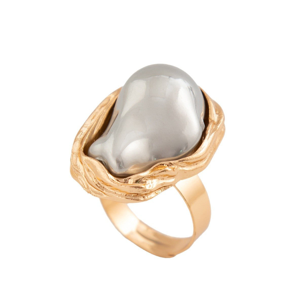 New Baroque inlaid irregular pearl rings, retro irregular alloy rings - V.I.P Digital Presence