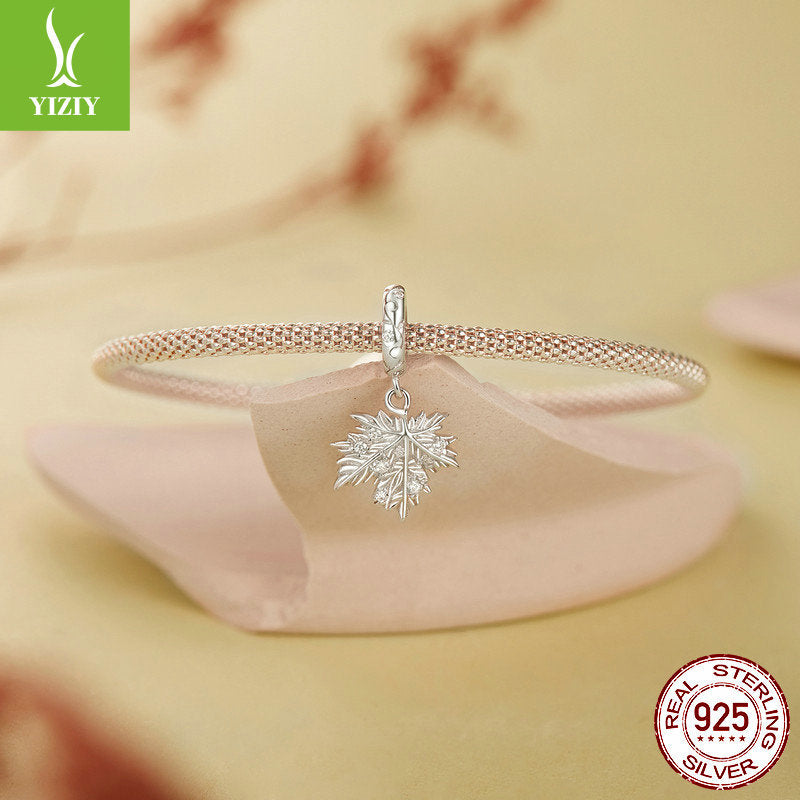 ilver Charm Original New Sparkling Maple Leaf DIY Pendant String Decoration Romantic Autumn Leaves s925 Silver Bracelet Beads - V.I.P Digital Presence