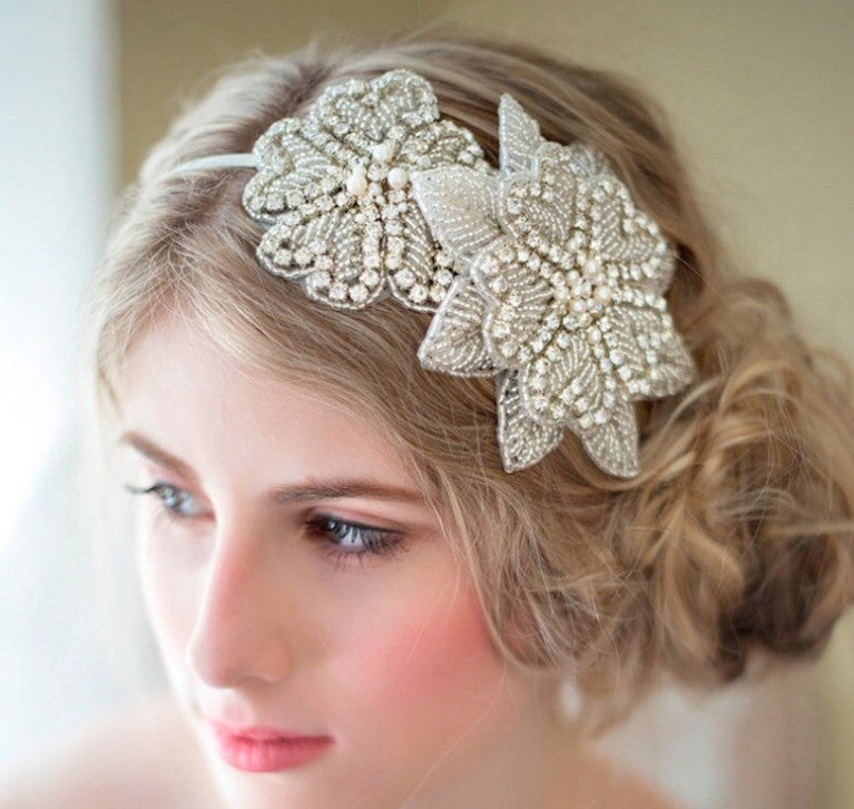 Sweet princess bridal headgear handmade crystal inlaid rhinestone flower cloth headband hair ornament - V.I.P Digital Presence