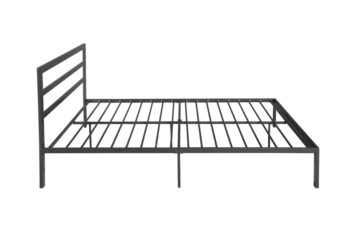 Queen Size Metal Bed Frame with Headboard Charcoal Grey - V.I.P Digital Presence