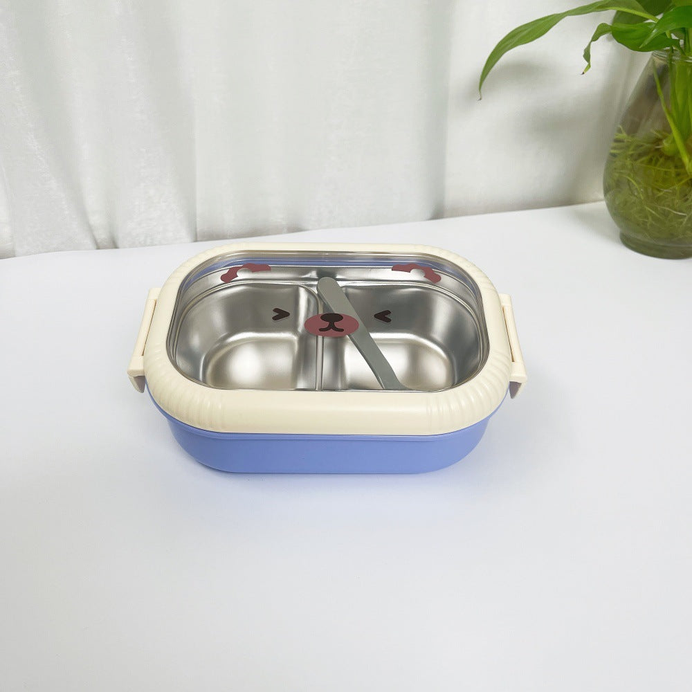 Cartoon cute bear stainless steel portable compartment lunch box with lid - V.I.P Digital Presence