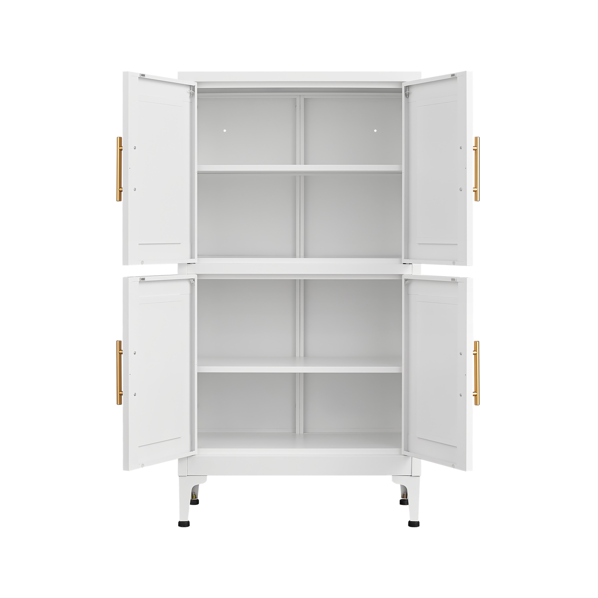 White metal kitchen storage cabinet, kitchen pantry storage cabinet with door and shelf, adjustable leveling feet - V.I.P Digital Presence