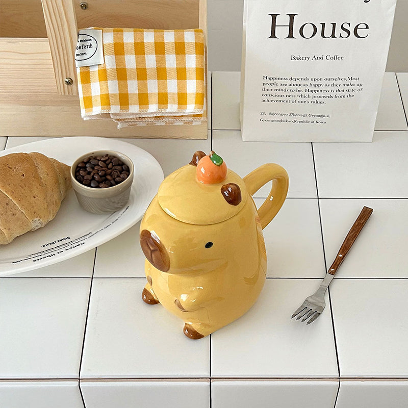 Fun 3D Capybara Mug Pair:3D capybara - designed mugs with handles & lids. A wonderful gift choice for girls. - V.I.P Digital Presence