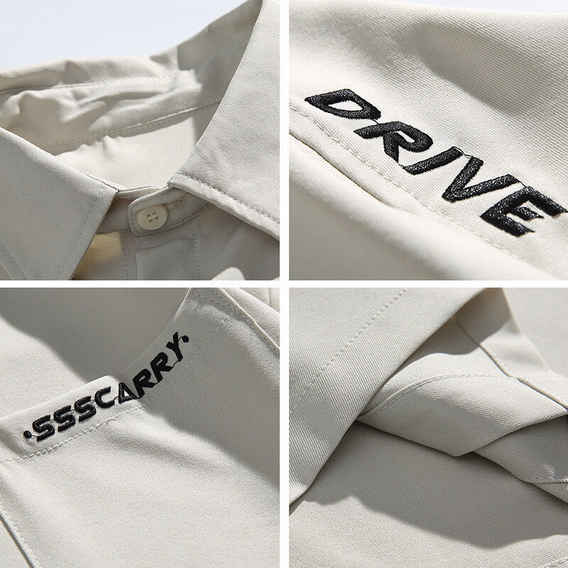 Simple letter embroidery casual short sleeved shirt men's half sleeved shirt - V.I.P Digital Presence