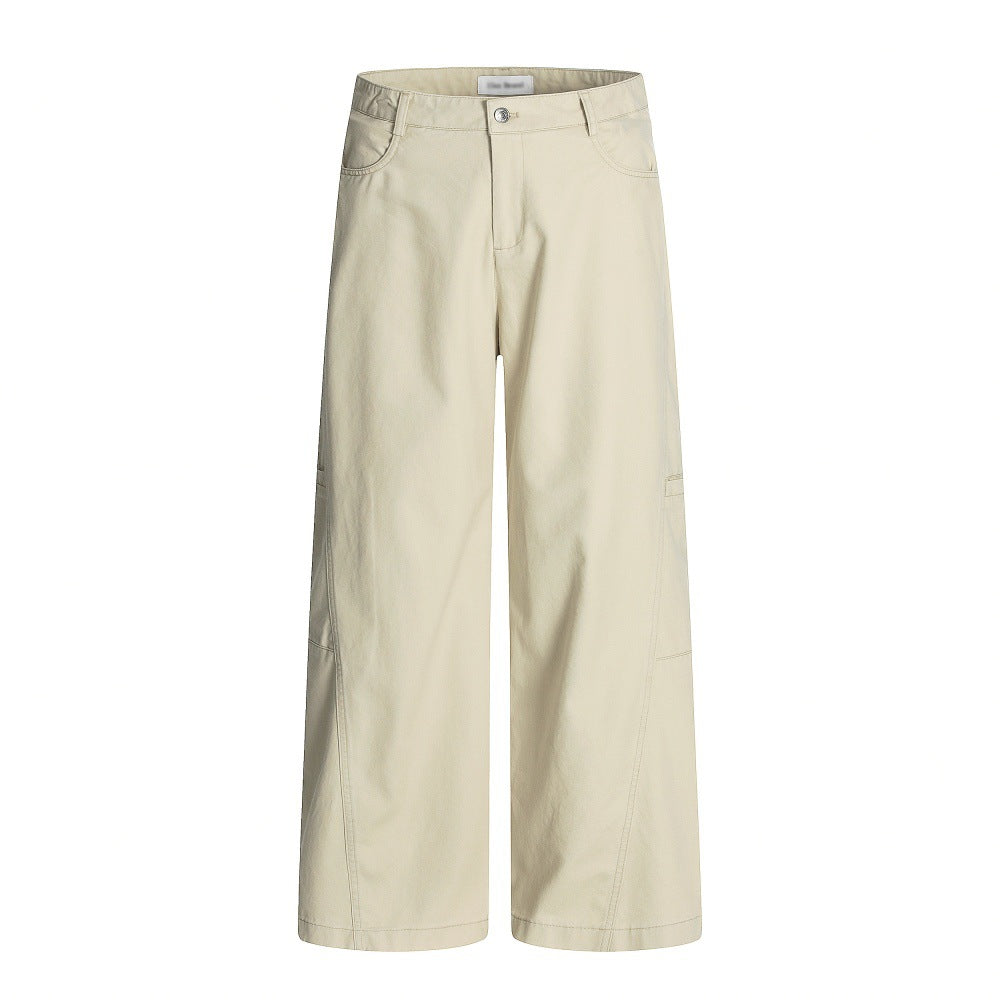 Design Sense Multi-Pocket Workwear Casual Trousers Men's Solid Color Loose Wide-Leg Straight Leg Long Pants Vibe Trendy Retro Versatile - V.I.P Digital Presence