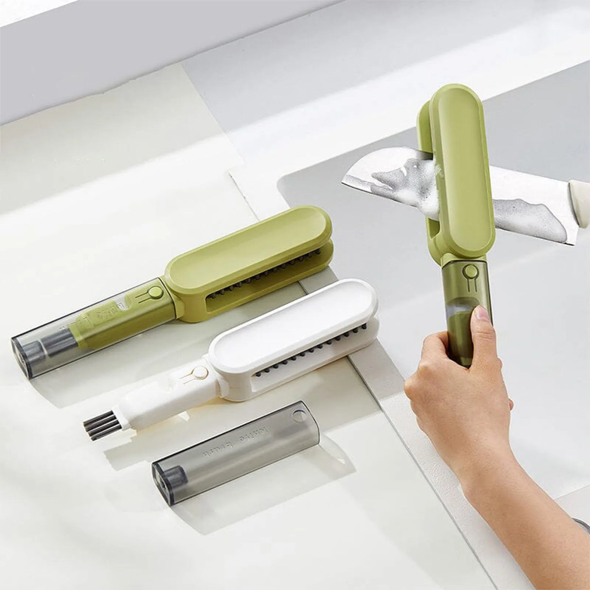 Kitchen Tool Cleaning Brush, Multipurpose Cup Lid Cleaning Brush Set, Knife Sharpener, Knife Cleaning Brush, Cleaning Tool - V.I.P Digital Presence