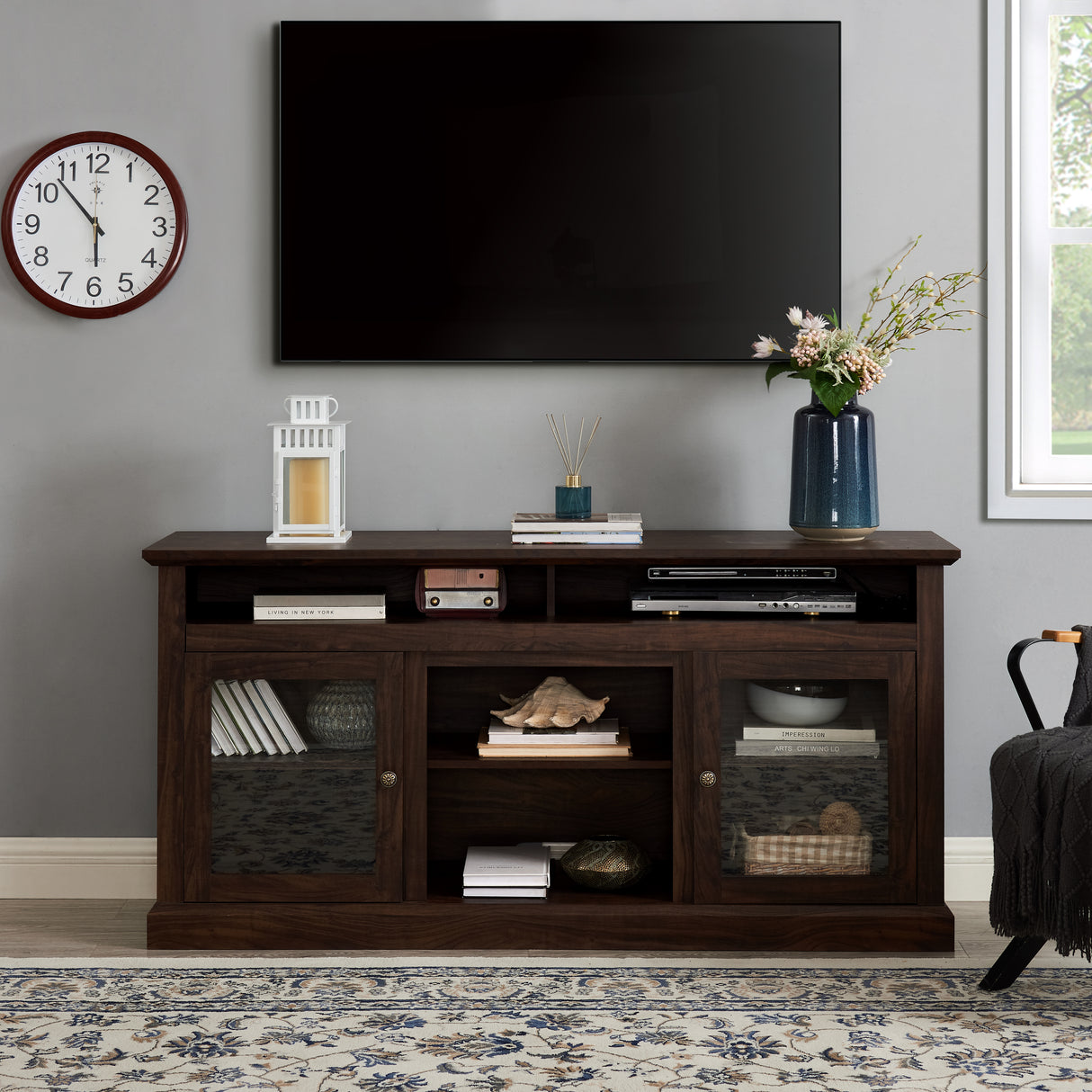 Contemporary TV Media Stand Modern Entertainment Console Brown - V.I.P Digital Presence