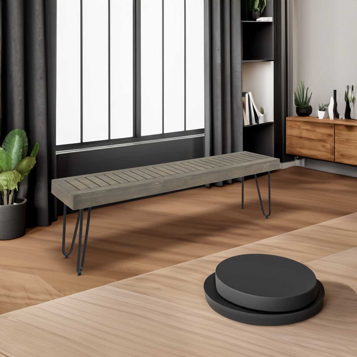 JANE INDUSTRIAL WOOD AND METAL BENCH - V.I.P Digital Presence