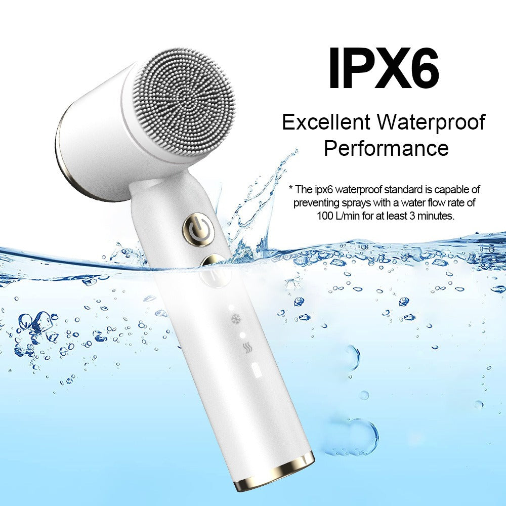 6-In-1 Hot And Cold Facial Cleanser Display Cleansing Brush Ultrasonic Facial Cleanser Pore Cleaning Silicone Beauty Instrument - V.I.P Digital Presence