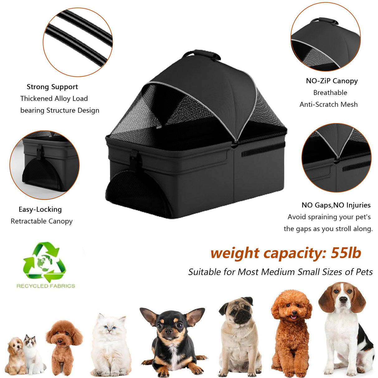 2-in-1 folding dog cart, pet folding cart, four-wheel dog/cat cart, waterproof pad, car seat, sun visor - V.I.P Digital Presence