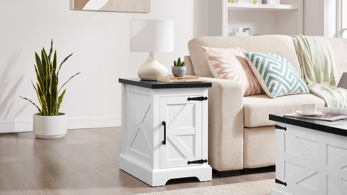 Farmhouse Coffee Table & End Table Barn design Center Table Rustic Cocktail Table with Hinged Lift Top and End Table - V.I.P Digital Presence