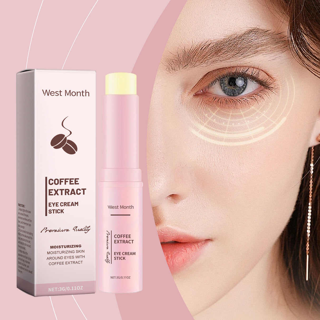 Caffeine Eye Cream Bar, Firming Light Lines, Delicate, Moist, Moisturizing And Brightening Eye Care Bar