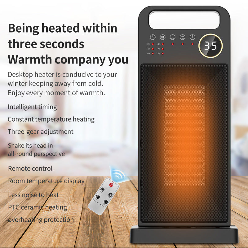 PTC Remote Control Electric Heater Touch Screen Vertical 120 Degree Shaking Head Heater - V.I.P Digital Presence