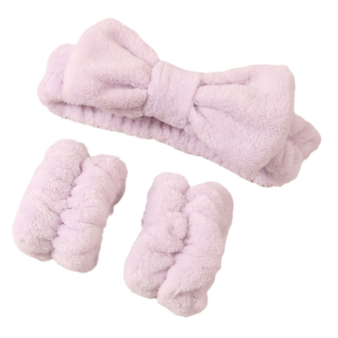 Wash face headband waterproof wrist strap set butterfly bow simple headband wrist 3-piece set - V.I.P Digital Presence